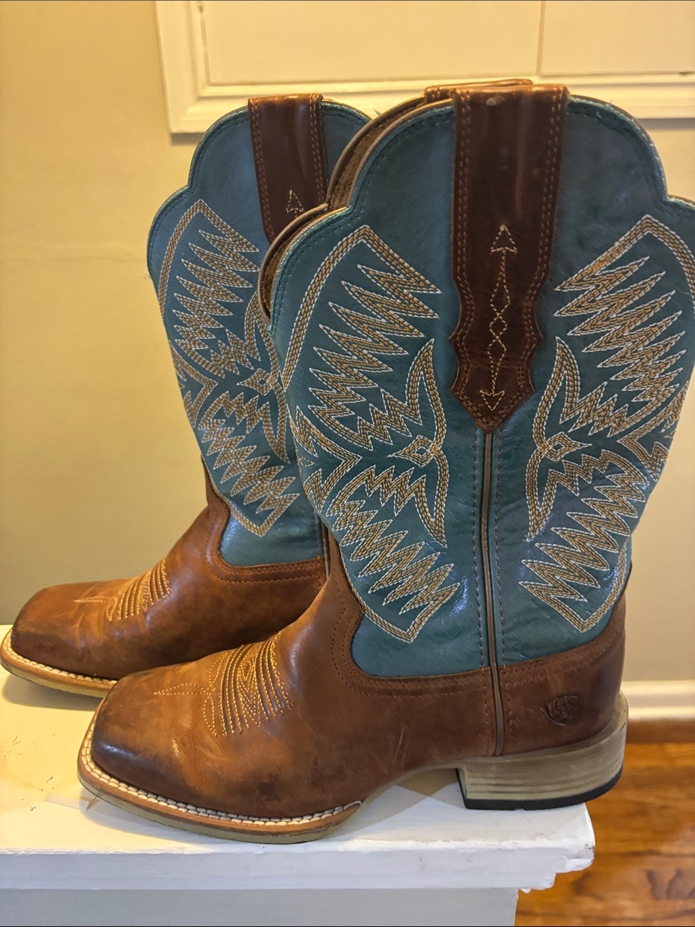 Ariat Brown and Teal Western Women's Heeled Boots